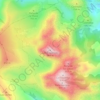 Mapa topográfico Las Enguinzas, altitud, relieve