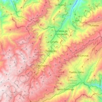 Mapa topográfico Timotes, altitud, relieve