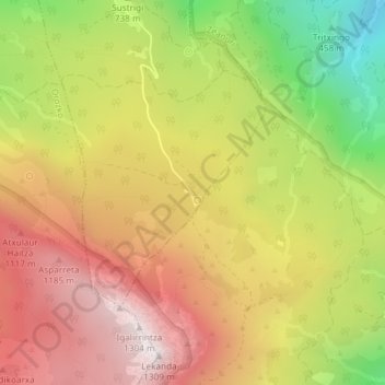 Mapa topográfico Pagomakurre, altitud, relieve
