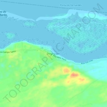 Mapa topográfico Diogo Lopes, altitud, relieve