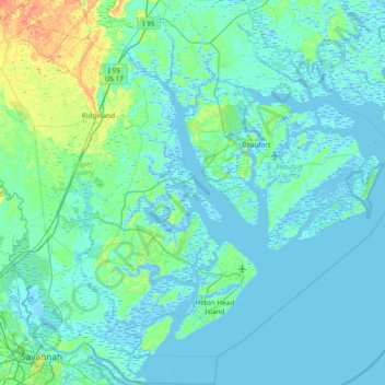 Mapa topográfico Rose Island, altitud, relieve