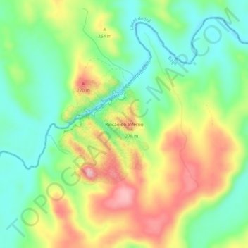 Mapa topográfico Rincão do Inferno, altitud, relieve