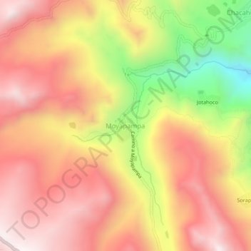 Mapa topográfico Moyapampa, altitud, relieve