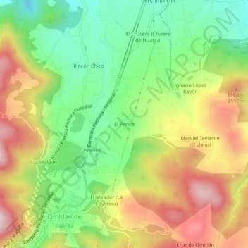 Mapa topográfico El Perico, altitud, relieve