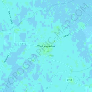 Mapa topográfico Waddewarden, altitud, relieve