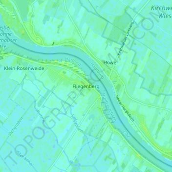 Mapa topográfico Fliegenberg, altitud, relieve