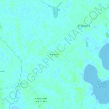 Mapa topográfico Atzizintla, altitud, relieve