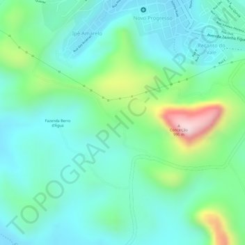 Mapa topográfico Pedra da Conceição, altitud, relieve
