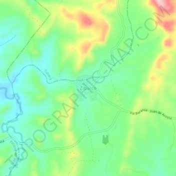 Mapa topográfico Zibarco, altitud, relieve