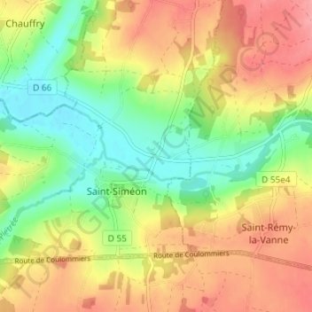 Mapa topográfico La Vanne, altitud, relieve