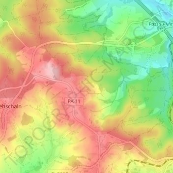 Mapa topográfico Kollbrunn, altitud, relieve