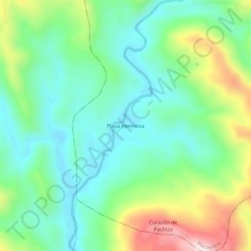 Mapa topográfico Playa Hermosa, altitud, relieve