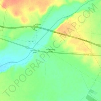 Mapa topográfico Villaester de Arriba, altitud, relieve