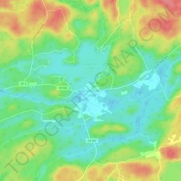 Mapa topográfico Gooderham, altitud, relieve