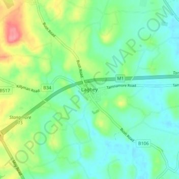 Mapa topográfico Laghey, altitud, relieve