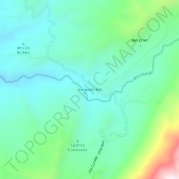 Mapa topográfico cruce san luis, altitud, relieve