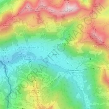 Mapa topográfico Wäldle, altitud, relieve