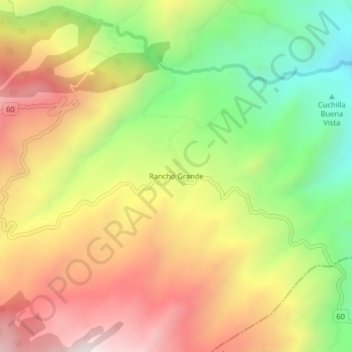 Mapa topográfico Rancho Grande, altitud, relieve