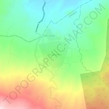Mapa topográfico Ocumicho, altitud, relieve