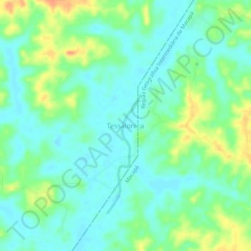 Mapa topográfico Tessalonica, altitud, relieve