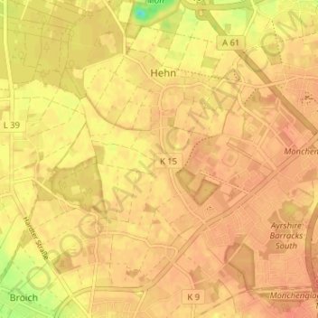 Mapa topográfico Wolfsittard, altitud, relieve