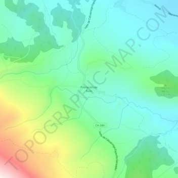 Mapa topográfico Población de Suso, altitud, relieve