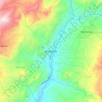 Mapa topográfico Jenesano, altitud, relieve