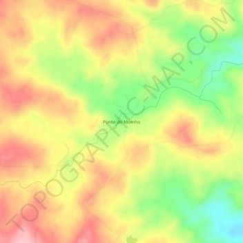 Mapa topográfico Ponte do Moinho, altitud, relieve