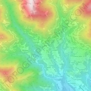 Mapa topográfico Molar, altitud, relieve
