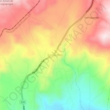 Mapa topográfico Tuntatacto, altitud, relieve