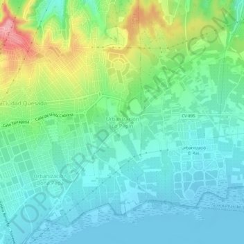 Mapa topográfico Urbanización Lo Pepin, altitud, relieve