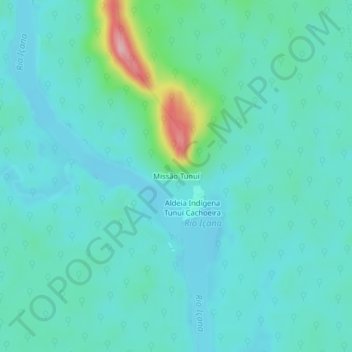 Mapa topográfico Missão Tunuí, altitud, relieve