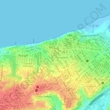 Mapa topográfico Cevicheria Umiña, altitud, relieve
