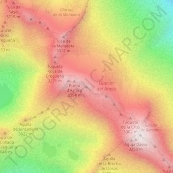 Mapa topográfico Pico del Medio, altitud, relieve