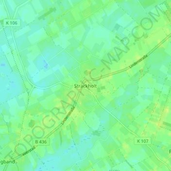 Mapa topográfico Strackholt, altitud, relieve