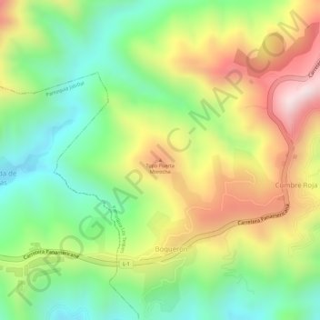 Mapa topográfico Topo Puerta Morocha, altitud, relieve