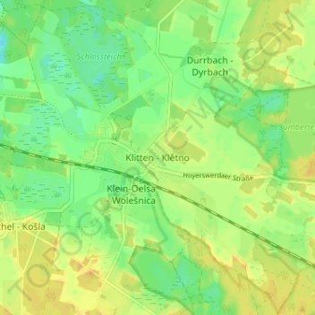 Mapa topográfico Klitten, altitud, relieve