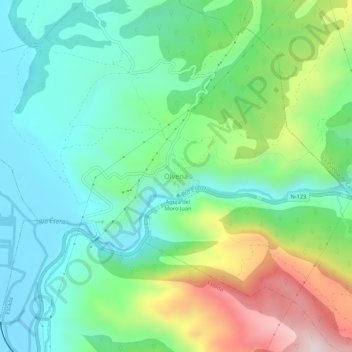 Mapa topográfico Olvena, altitud, relieve