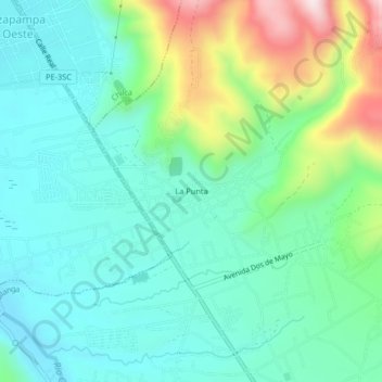 Mapa topográfico La Punta, altitud, relieve