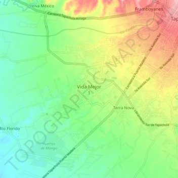 Mapa topográfico Vida Mejor 1, altitud, relieve