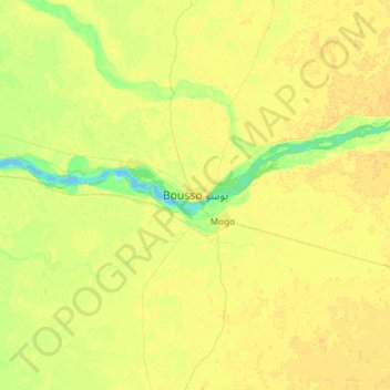 Mapa topográfico Bousso, altitud, relieve