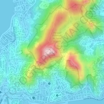 Mapa topográfico Morro da Fonte Grande, altitud, relieve