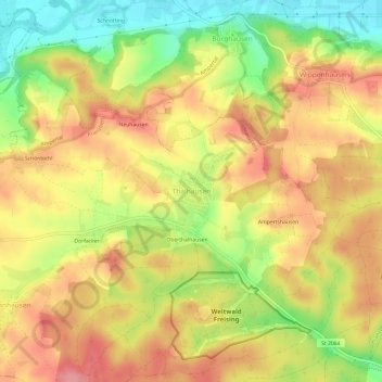 Mapa topográfico Thalhausen, altitud, relieve