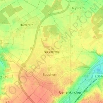 Mapa topográfico Niederheid, altitud, relieve