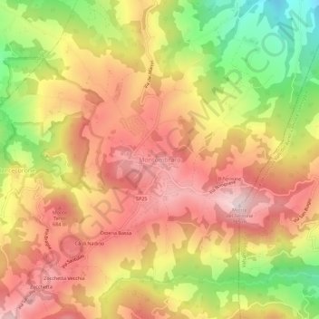 Mapa topográfico Montombraro, altitud, relieve