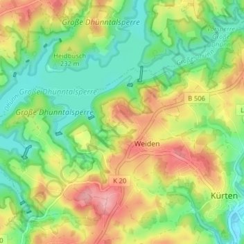 Mapa topográfico Meiswinkel, altitud, relieve