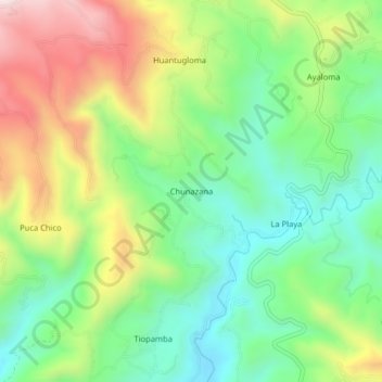 Mapa topográfico Chunazana, altitud, relieve