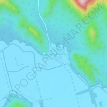Mapa topográfico Ejido Tosalibampo, altitud, relieve