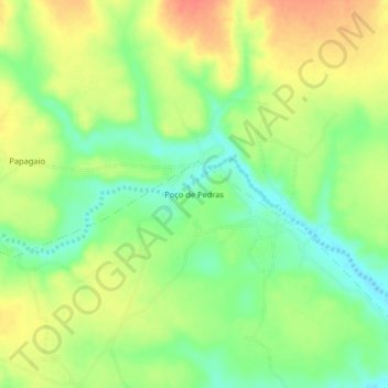 Mapa topográfico Poço de Pedras, altitud, relieve