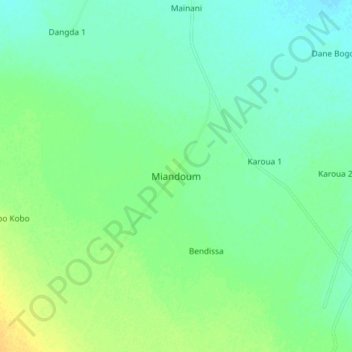 Mapa topográfico Miandoum, altitud, relieve